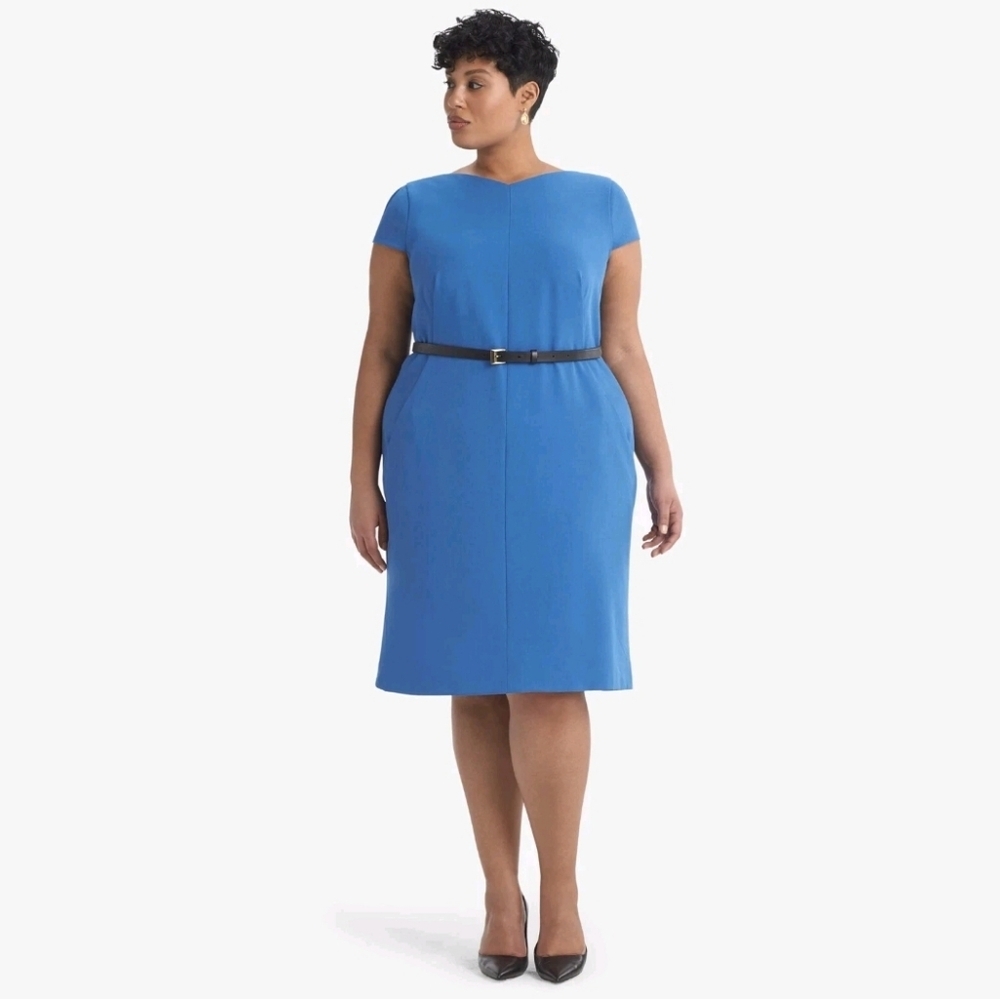 NWT M.M. LaFleur The Nisa 2.0‎ Dress Size +3 Cerulean Melange Blue Dress Classic